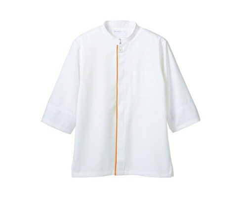 住商モンブラン 調理コート兼用7分袖ネット 白/オレンジ 1枚 6-465 S