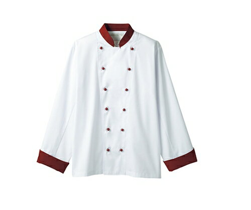 住商モンブラン コックコート 兼用 長袖 白/ワイン 1枚 6-727 M