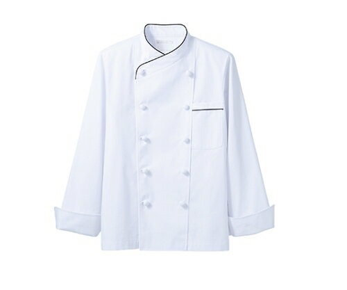 住商モンブラン 男女兼用コックコート 長袖 白/黒 1枚 6-951 L