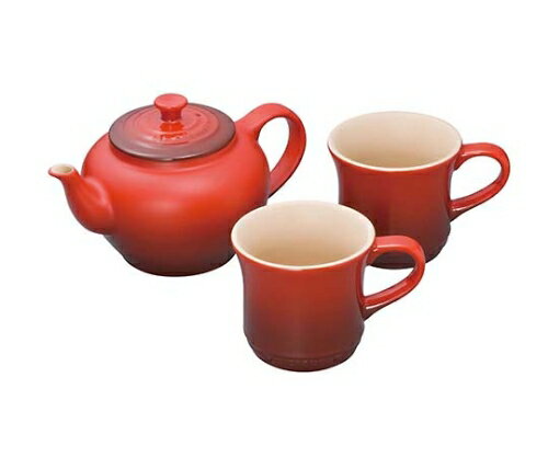 ル・クルーゼ ル・クルーゼ ティーポット&マグ(SS)(2個入)セット 910296 チェリーレッド 1セット(2個入..