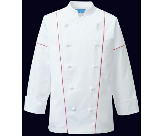 KAZEN コックコート アカ L 1枚 603-74 L