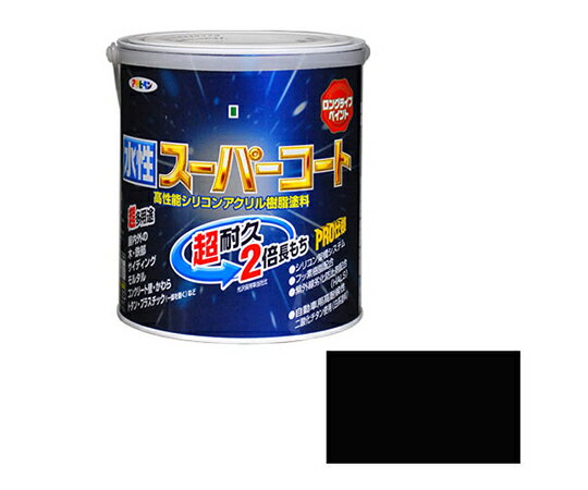 アサヒペン 水性スーパーコート 1.6L (黒) 1個