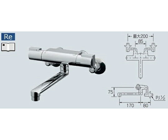 カクダイ サーモスタット混合栓 1個 173-241