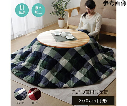 洗える こたつ布団 正方形単品 薄掛けタイプ 『ジャーナル』 グリーン 約200cm丸 1個 1181750126311