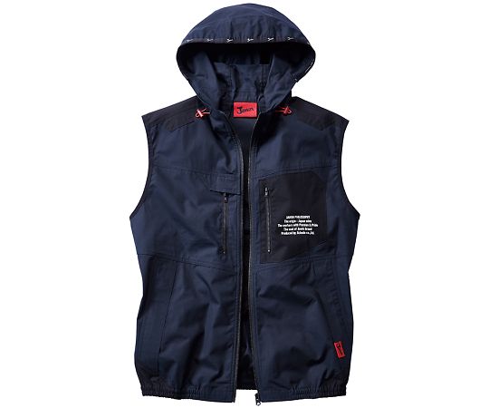 ●アウトドアテイストのデザインでハードワークにも適したフード付きの空調服ベスト。●サイズ：L●材質：ポプリン（綿100％）●フード取り外し不可●調整紐（首元）●左内側バッテリー専用ポケット●保冷材用メッシュポケット●Jawinワンポイントネーム●ロゴ入りテープ（フード裏側：すべり止めシリコンプリント）●フードパンチング仕様（周囲の音を聞こえやすくし、視界も確保します）●ファン・バッテリー・ケーブルは別売りです。
