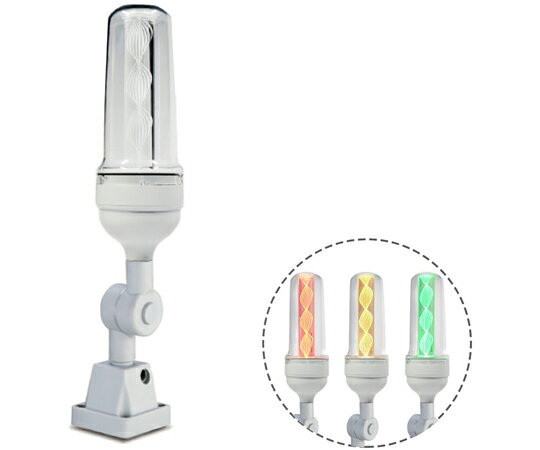 日機 導光柱式LEDアラームライト　樹脂台座　可倒式　点滅・ブザー有り 1台 NLA70DC3B1DSZRYG