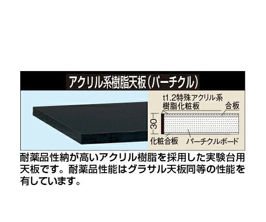 ●豊富なバリエーションのサカエ天板。用途に合わせてお選び下さい。●外寸：W1800×D900×H30mm●天板種類：アクリル系樹脂天板（パーチクル）●天板カラー：ダークグレー●天板厚：30mm●天板取付ピッチ：1400×660mm●コード番号：539584