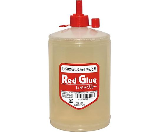 ●エコロジーでエコノミーなレッドグルー専用補充液。●容量：600ml●材質：容器・キャップ：再生PE、スポンジキャップ：PP●仕様：補充用●単位：1本●コード番号：43721030