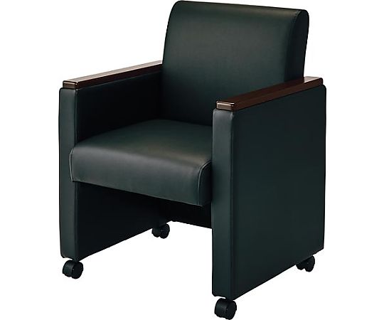 プラス ネクシス応接会議ソファ　木調肘付　ブラック 1脚 602258