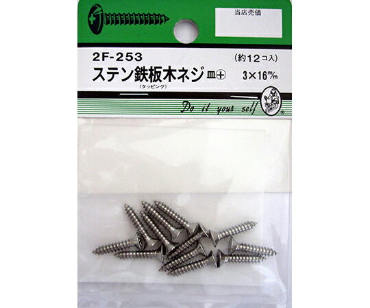 ビーバー ステン鉄板木ネジ　皿+　3×16mm　12個入 1パック(12個入) 2F253
