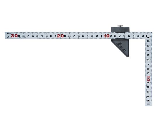 シンワ測定 曲尺　平ぴた　シルバー　30cm　表裏同目　JIS　曲尺用ストッパー付 1本 12438