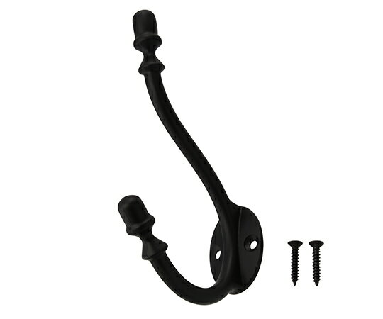 ハイロジック スタイリッシュ ダブルコートフック ブラック 1個 58644