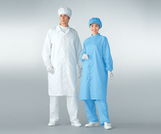 【おまとめお得な2個セット】アズワン 無塵衣AS206C(男女兼用コート) ブルー LL AS206C LL 1着