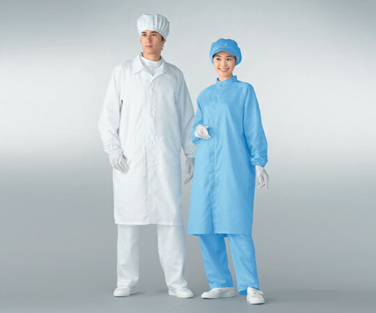 【おまとめお得な2個セット】アズワン 無塵衣AS207C(男女兼用コート) ブルー L AS207C L 1着