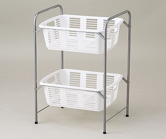 脱衣カゴワゴン・ラック2段式　ホワイト　キャスター無し