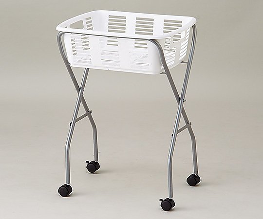 脱衣カゴワゴン・ラック1段式　ホワイト　キャスター有り