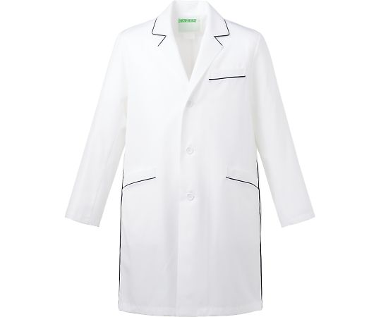 KAZEN メンズコート診察衣ハーフ丈 オフホワイトxネイビー M 1枚 114-18 M