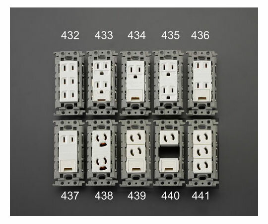 エスコ 埋込コンセント(2口/接地付/抜止)[絶縁枠] 125V/15A 1個 EA940CD-438