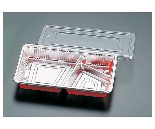 【おまとめお得な2個セット】福助工業 仕切付弁当容器 透明蓋付 (100セット入) LC-9P 1ケース(100セッ..