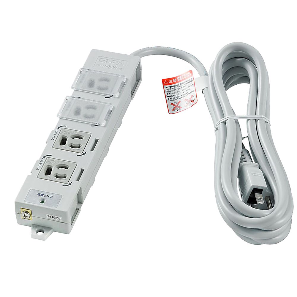 ELPA カバー付事務所向けタップ4P 3m OAT-JPC43B 1個