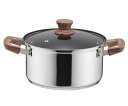 パール金属 ウッディパル 3層底ガラス蓋付両手鍋 20cm(内面ふっ素加工) HB-3177 1個
