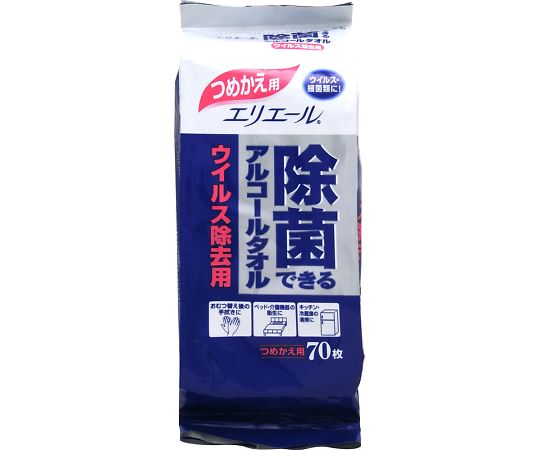 エリエール（大王製紙） エリエール　除菌できるアルコールタオル　ウイルス除去用　つめかえ用　70枚 ..