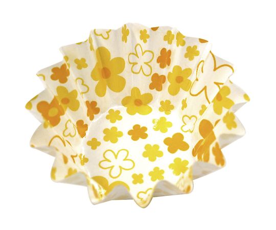 アヅミ産業 紙カップ　ココケース　丸型（500枚入）　小花柄　5号深　イエロー 1セット(500枚入)