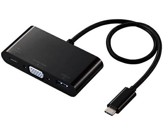 エレコム Type-Cドッキングステーション　PD対応　充電＆データ転送用Type-C1ポート　USB3.1（Gen1）1ポート　D-sub1ポート　30cmケーブル　ブラック 1個 DST-C14BK