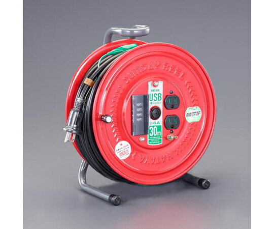 その他 コードリール（USBポート4口/アース付）　AC125V/15A/30m 1台 EA815BV-30