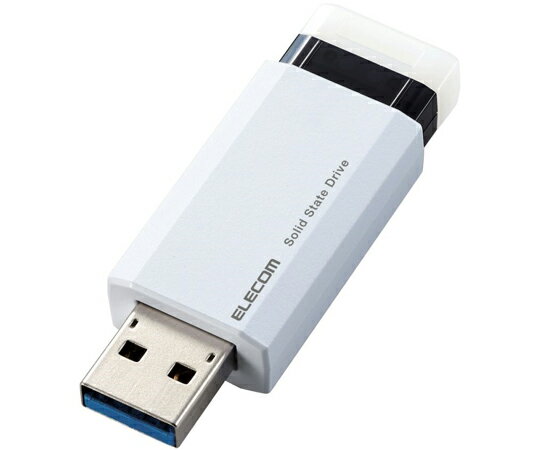 エレコム 外付けSSD　ノック式　USB3.2（Gen2）対応　1TB　ホワイト 1個 ESD-EPK1000GWH
