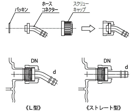 旭製作所 L型ホースコネクターセット　LPHCL24-Φ10 1個 3964-24/10L