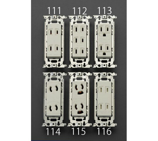 エスコ 埋込コンセント(3口) 125V/15A 1個 EA940CE-112