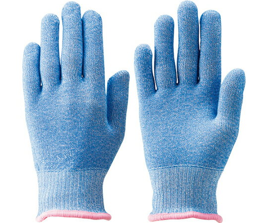 ●高強力ポリエチレン繊維の編み手袋を使用していますので、耐切創性に優れています。●下履きに適した薄手タイプの耐切創手袋です。●発塵性の低い長繊維を使用しています。●次亜塩素酸洗浄、殺菌による繰り返し使用が可能です。●紫外線による劣化が少なく、屋外作業でも使用可能です。●食品加工業、ガラス、アルミサッシの取扱い、自動車工業関連。●色：ブルー●サイズ：S●厚さ（mm）：約1.37●ゲージ数：13●リストカラー：ピンク●全長（cm）：17.0●手のひら周り（cm）：14.0●中指長さ（cm）：5.5●耐切創レベル：2/A●すべり止め：なし●13ゲージ編●材質／仕上：高強力ポリエチレン繊維、ポリエステル、スパンデックス●原産国：日本●コード番号：137-2434