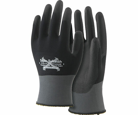 おたふく手袋 ソフキャッチEXフィット ポリウレタンノーマルパーム ブラック×グレー S 1双 A-396