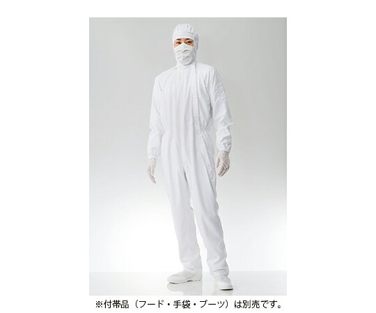 ●クリーンルーム用ウェア。●首元と手首にストレッチ素材を採用し漏洩発塵を抑制します。●特殊断面素材「ウエーブロン」を使い快適な着心地を実現しました。●使用環境(目安)：クラス10●色：白●男女共用●総丈(cm)：166●バスト(cm)：120●ウエスト(cm)：80〜106●裄丈(cm)：86●股下(cm)：75