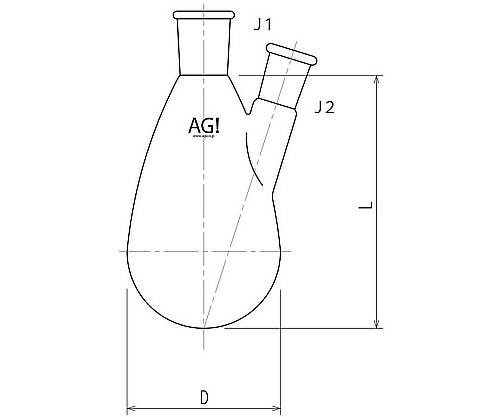 旭製作所 セミ・ミクロ二ツ口ナスフラスコ　100mL　15/20・15/20 1個 3210-100-1M1M