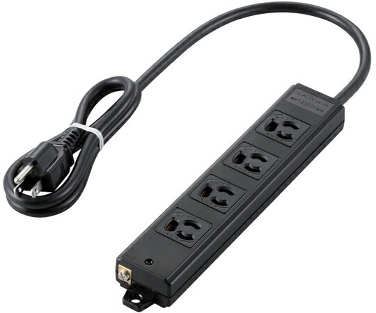 エレコム タップ　工事用　抜け止め　3P　4個口　マグネット付き　1m　ブラック 1個 T-WRM3410LGB/RS