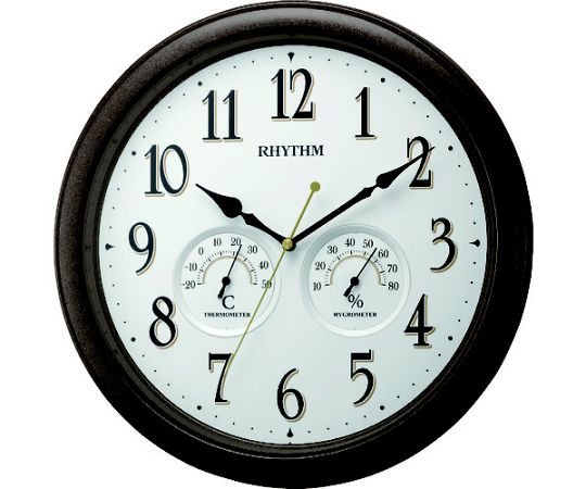リズム（時計） リズム 壁掛け時計 温湿度計付き 連続秒針 ブラウン φ330×47 1個 8MGA37SR06