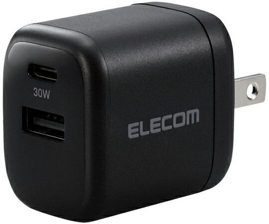 エレコム AC充電器 USB充電器 USB Power Delivery準拠 30W USB-C1ポート USB-A1ポート スイングプラグ ブラック 1個 EC-AC14BK