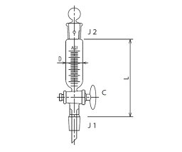 旭製作所 円筒形摺付滴下ロート ガラスコック 100mL 1個 3736-100-3L