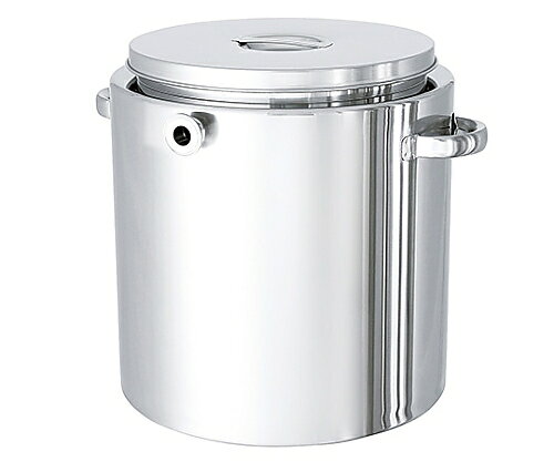 日東金属工業 平底型ステンレスジャケット容器 ストック蓋付 35L 1個●ジャケットに温水や冷却水を入れて、内容物の保温や冷却ができます。●ジャケット部に蒸気を使用する等、圧力がかかる場合は耐圧ジャケットシリーズをご利用ください。●寸法(mm)：φ360(外槽：φ430)×H380(全高：H410)●容量：35L●材質：SUS304●重量：10kg