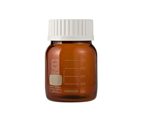 DWK Life Sciences ねじ口びん 広口 茶褐色 白キャップ付 500mL 1箱(10個入) 017250-3500A