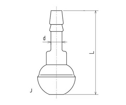 旭製作所 ボールジョイントホースコネクターメス 1個●ボールジョイントホースコネクターのメスです。●L寸法は目安寸法です。●J：28/12●d：Φ12●L：70