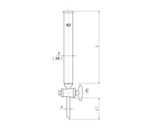 旭製作所 コック付クロマトカラム(フィルター付) ガラスコック 1個●環境、食品、医療、化成品分野における分析、各種実験での分取、精製に使用されるコック付クロマトカラム(フィルター付) ガラスコックです。●フィルター標準細孔は、並目(30〜60μm)です。その他細孔についてはフィルター規格表を参照の上、ご指示ください。(希望フィルター細孔により価格が異なります。)●L1寸法は目安寸法です。●D：Φ 70●L：1,000●L1：70●d：Φ 12