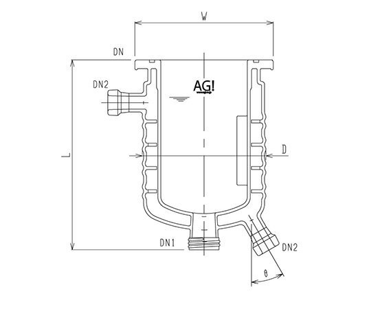 旭製作所 媒体バッフル付フルジャケット式反応容器 Oリング溝・撹拌バッフル付 1個 3950-300-M-GA