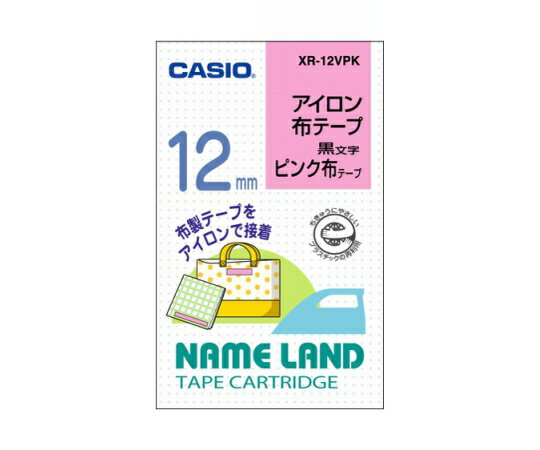 カシオ カシオ ネームランド アイロン布テープ12mm幅 (ピンク地/黒文字) 1個 XR-12VPK