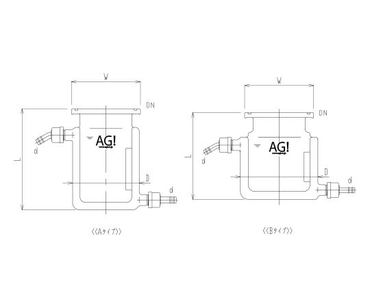旭製作所 平底二重管式セパラ反応容器 ホース口タイプ Oリング溝・撹拌バッフル付 1個 3028-1/100A-H-GA
