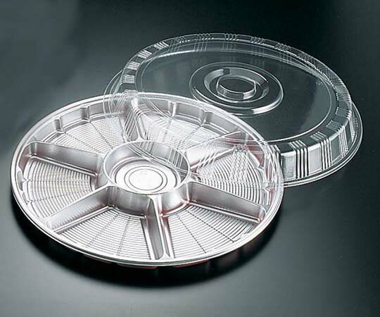 福助工業 サークルトレー透明蓋付(20セット入) シルバー(7仕切) 1ケース(20セット入) FP-8