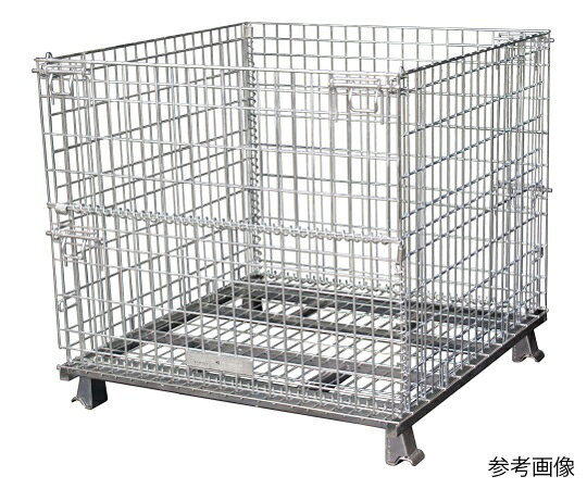 ●軽量ながら強度は抜群。組立てと折り畳みが簡単で作業コストを低減。折りたたんでおけば保管スペースをとりません。●段積みができ、空間を有効に利用できます。フォークリフト作業が容易で、作業効率が上がります。●吊り上げの使用はしないで下さい。（吊り上げる時には専用吊り金具をご使用下さい。）●表面処理：三価クロム電気亜鉛メッキ●最大積載荷重：1000kg●呼称寸法(間口×奥行き×高さ)：1500×1100×1100mm●最内寸法(間口×奥行き×高さ)：1450×1050×950mm●網ピッチ：50×100mm●線径：6mm●フォーククリアランス(間口×奥行き)：1335×875mm●脚部高さ：97mm●最大積載段数：4段