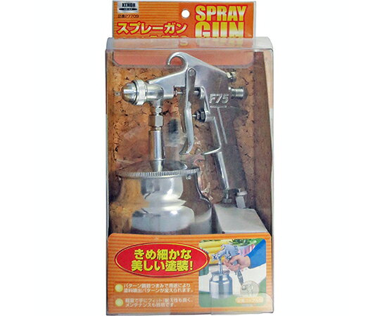 ●油性塗料、水性塗料の吹き付けに！●パターン調節つまみで用途により塗料噴出パターンが変えられます。●丸吹き・平吹き（楕円形）切替可能●本体寸法L×W×H・D（mm）：255×185×110●本体重量（g）：655●塗料供給：吸上式（750mL）●吹付空気圧力：0.29MPa（3.0kgf/cm2）●塗料ノズル口径：φ1.5mm●パターン開き：210mm●吹付距離：150〜200mm●空気使用量：80L/min●塗料噴出量：200mL/min